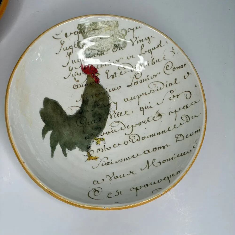 Williams Sonoma ROOSTER SCRIPT Pasta Bowls Made In Italy  10” Set Of 4